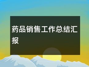药品销售工作总结汇报