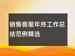 销售客服年终工作总结范例精选