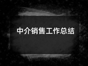 中介销售工作总结