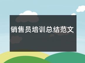 销售员培训总结范文