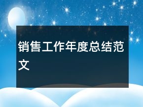 销售工作年度总结范文