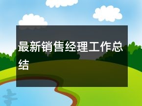 最新销售经理工作总结