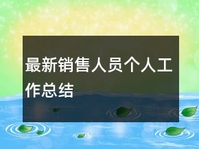 最新销售人员个人工作总结