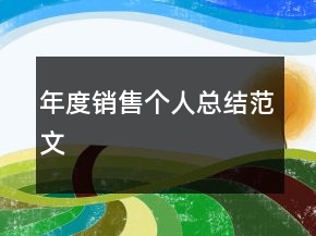 年度销售个人总结范文