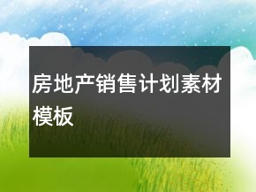 房地产销售计划素材模板
