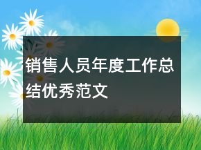 销售人员年度工作总结优秀范文