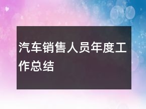 汽车销售人员年度工作总结