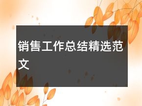销售工作总结精选范文
