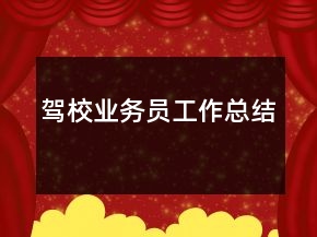 驾校业务员工作总结
