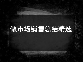 做市场销售总结精选