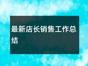 最新店长销售工作总结