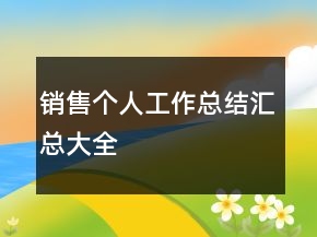 销售个人工作总结汇总大全