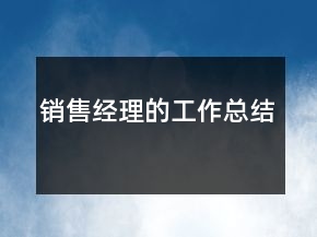 销售经理的工作总结