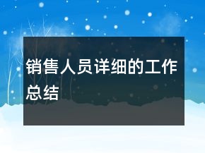 销售人员详细的工作总结