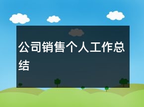 公司销售个人工作总结