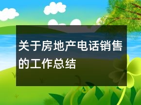 关于房地产电话销售的工作总结