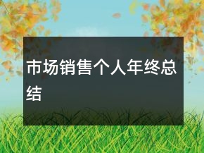市场销售个人年终总结