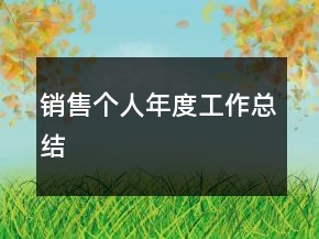 销售个人年度工作总结