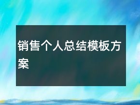 销售个人总结模板方案