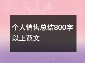 个人销售总结800字以上范文