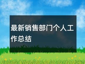 最新销售部门个人工作总结