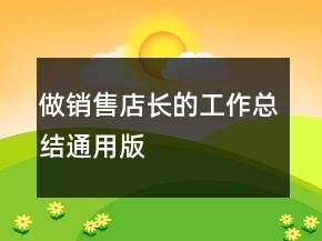 做销售店长的工作总结通用版