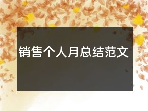 销售个人月总结范文