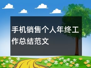 手机销售个人年终工作总结范文