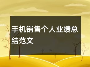 手机销售个人业绩总结范文
