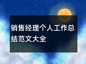 销售经理个人工作总结范文大全