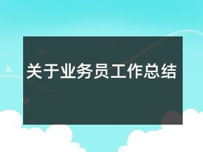 关于业务员工作总结