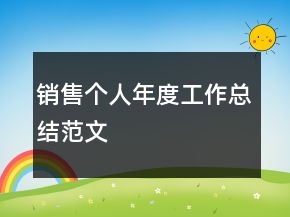 销售个人年度工作总结范文
