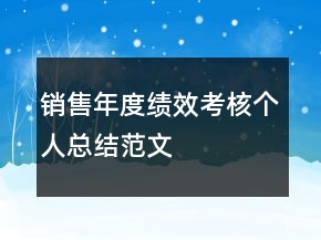 销售年度绩效考核个人总结范文