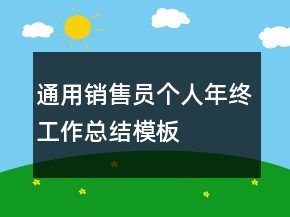 通用销售员个人年终工作总结模板