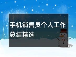 手机销售员个人工作总结精选
