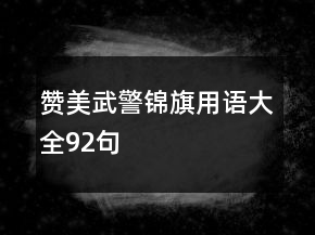 赞美武警锦旗用语大全92句