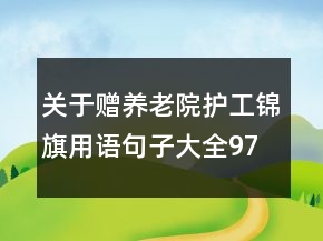 关于赠养老院护工锦旗用语句子大全97句