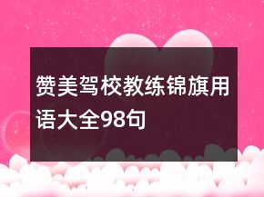 赞美驾校教练锦旗用语大全98句