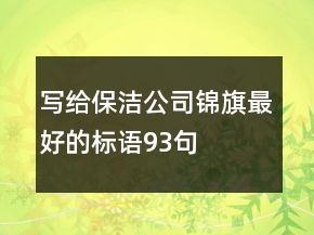 写给保洁公司锦旗最好的标语93句