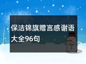 保洁锦旗赠言感谢语大全96句