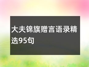 大夫锦旗赠言语录精选95句