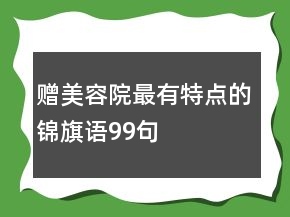 赠美容院最有特点的锦旗语99句