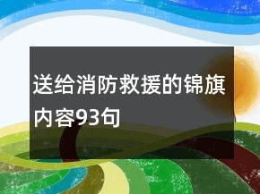 送给消防救援的锦旗内容93句