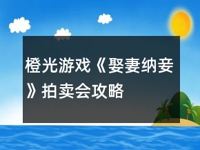 橙光游戏《娶妻纳妾》拍卖会攻略