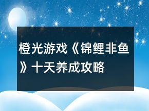 橙光游戏《锦鲤非鱼》十天养成攻略