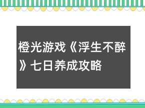 橙光游戏《浮生不醉》七日养成攻略