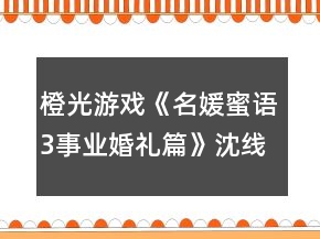 橙光游戏《名媛蜜语3事业婚礼篇》沈线攻略