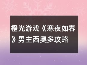 橙光游戏《寒夜如春》男主西奥多攻略