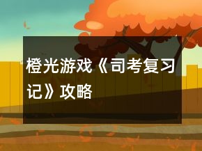 橙光游戏《司考复习记》攻略