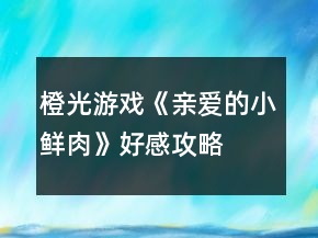 橙光游戏《亲爱的小鲜肉》好感攻略